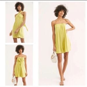 Free People Beach Redondo Multi Way Romper in Yellow/Green Women’s Small